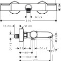 Hansgrohe Ecostat Element vonios maišytuvas su termostatu, chromas 13347000