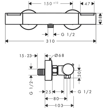 Dušas maisītājs Hansgrohe Ecostat Element ar termostatu, matēti melns 13346670