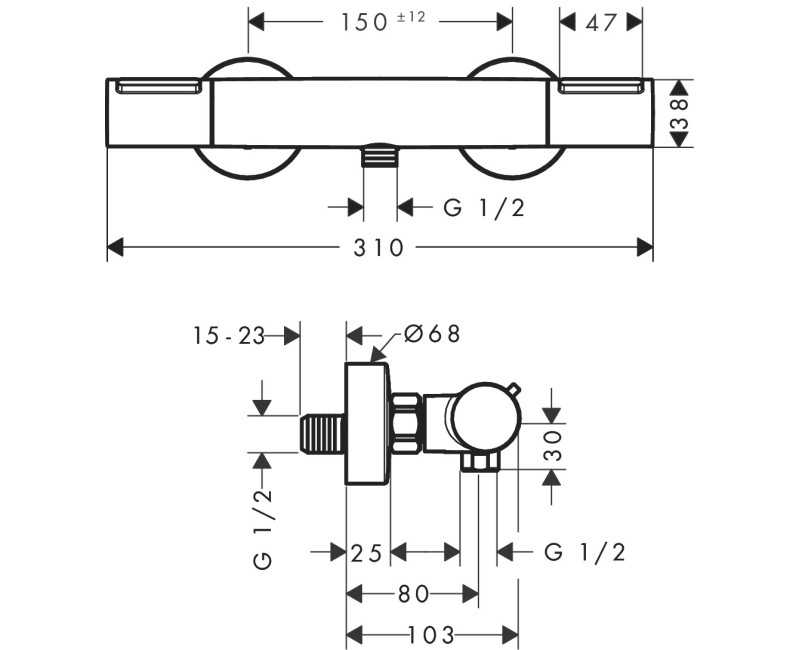 Dušas maisītājs Hansgrohe Ecostat Element ar termostatu, matēti melns 13346670
