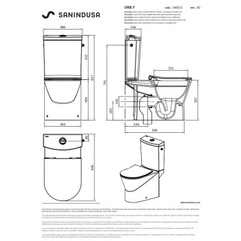 Tualetas Sanindusa URB.Y 65 Rimfree, su SoftClose EasyClipp dangčiu, Baltas matinė 140915604