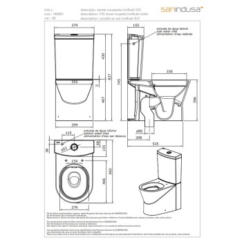 Tualetas Sanindusa URB.Y 60 Rimfree, su SoftClose EasyClipp dangčiu, Baltas matinė 140951604