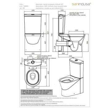 Tualetas Sanindusa URB.Y 60 Rimfree, su SoftClose EasyClipp dangčiu, Baltas 140952004