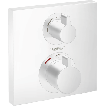 Dušas maisītājs Hansgrohe Ecostat Square ar termostatu iebūvējams, 2 ierīcēm, matēti balts 15714700