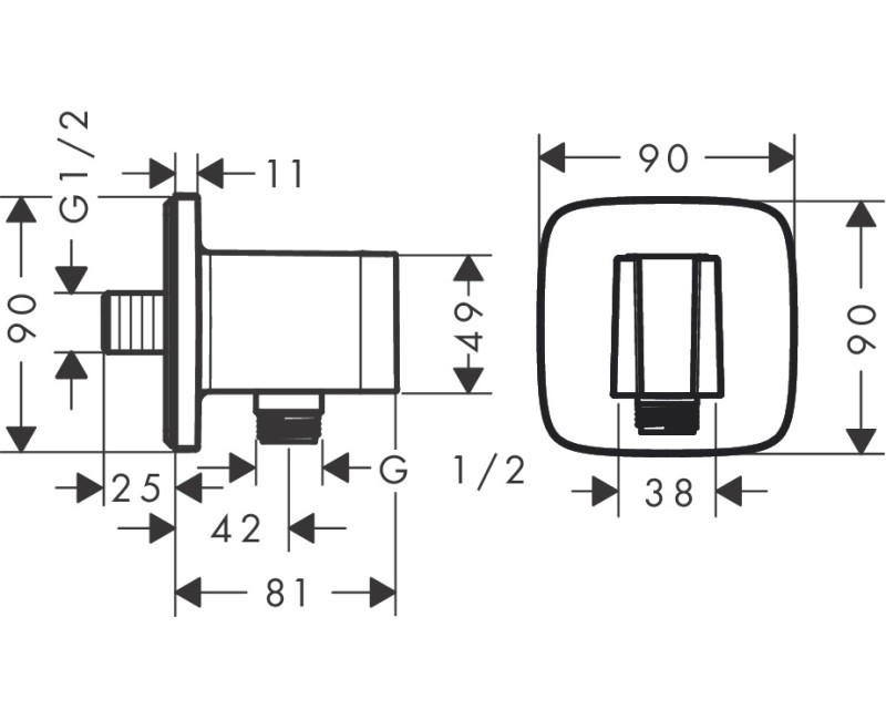 Dušas izvads Hansgrohe Fixfit Q ar turētāju, matēti melns 26887670