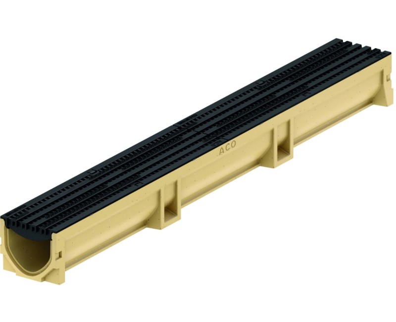 Канал ACO EuroLine 2.0 B125, 1 м, с пластиковой сеткой, 3004021