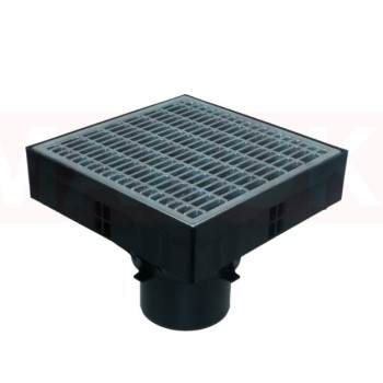 Трап ACO Self XtraPoint с оцинкованной решеткой в форме собачьей лапы, 250x250x205, B125, DN100