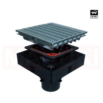 Трап ACO Self XtraPoint с оцинкованной решеткой в форме собачьей лапы, 250x250x205, B125, DN100