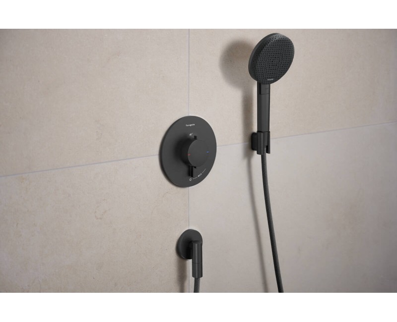 Смеситель для душа Hansgrohe Ecostat Comfort S с термостатом встроенный, 1 устройство, матовый черный хром 33714340