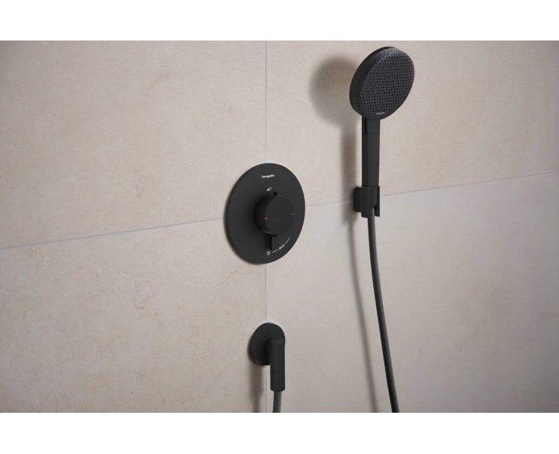 Смеситель для душа Hansgrohe Ecostat Comfort S с термостатом встроенный, 1 устройство, матовый черный 33714670