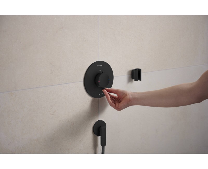 Смеситель для душа Hansgrohe Ecostat Comfort S с термостатом встроенный, 1 устройство, матовый черный 33714670
