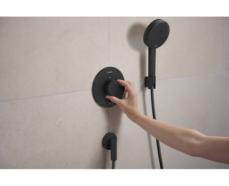 Смеситель для душа Hansgrohe Ecostat Comfort S с термостатом встроенный, 1 устройство, матовый черный 33714670