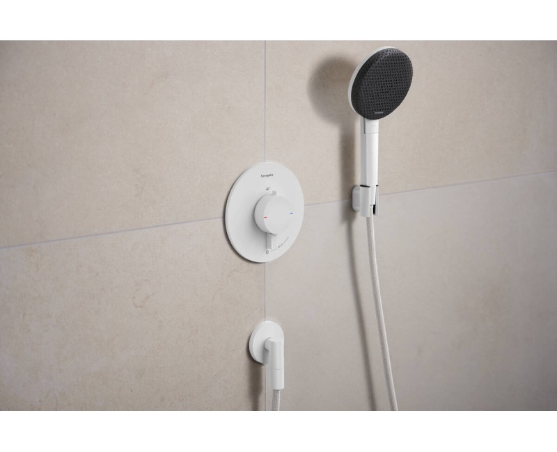 Смеситель для душа Hansgrohe Ecostat Comfort S с термостатом встроенный, 1 устройство, матовый белый 33714700