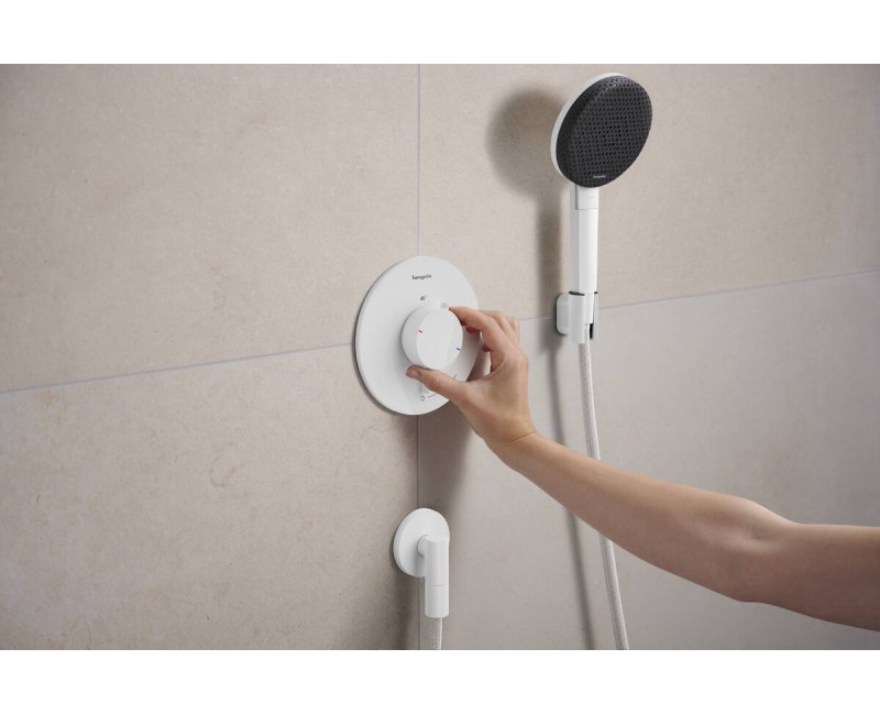 Смеситель для душа Hansgrohe Ecostat Comfort S с термостатом встроенный, 1 устройство, матовый белый 33714700