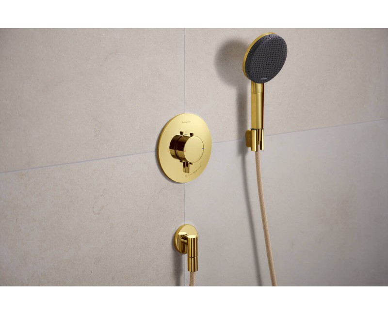 Смеситель для душа Hansgrohe Ecostat Comfort S с термостатом встроенный, 1 устройство полированное золото 33714990