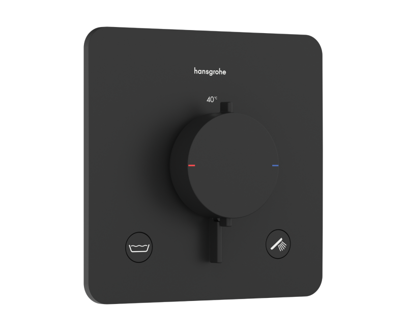 Смеситель для душа Hansgrohe Ecostat Comfort Q с термостатом для скрытого монтажа, на 2 устройства, (с системой безопасности) матовый черный 33717670