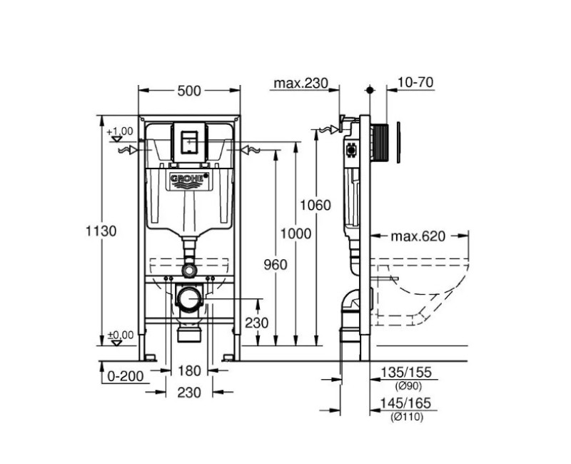 Iebūvējamais rāmis Grohe Solido Podam ar Melnu pogu 388112430