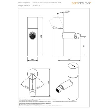 Bidē maisītājs Sanindusa Single Plus, Hromēts 506040111