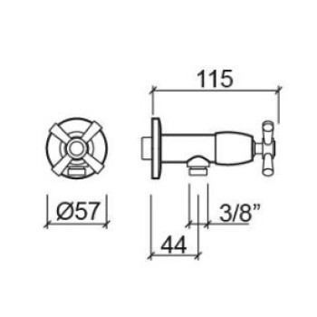 Dekoratīvais ventilis Sanisndusa Rimini 1/2, Hromēts 518056111