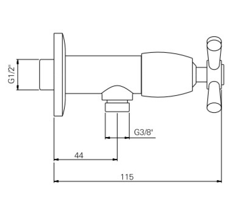 Dekoratīvais ventilis Sanisndusa Rimini 1/2 x 3/8  518156111