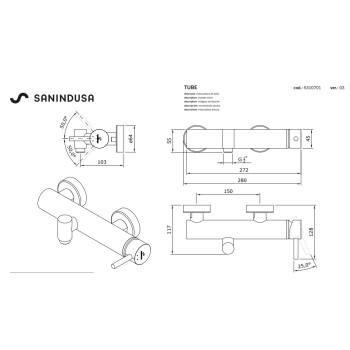 Dušo maišytuvas Sanindusa Tube Chromuotas 531070111
