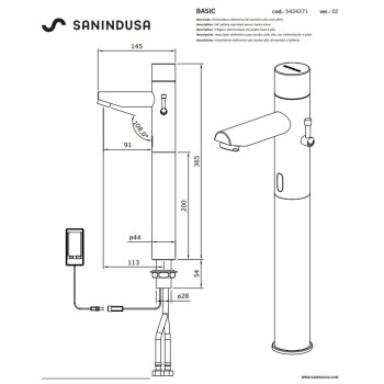 Sanindusa Basic Aukštas jutiklinis praustuvo maišytuvas, Chromuotas 542437111