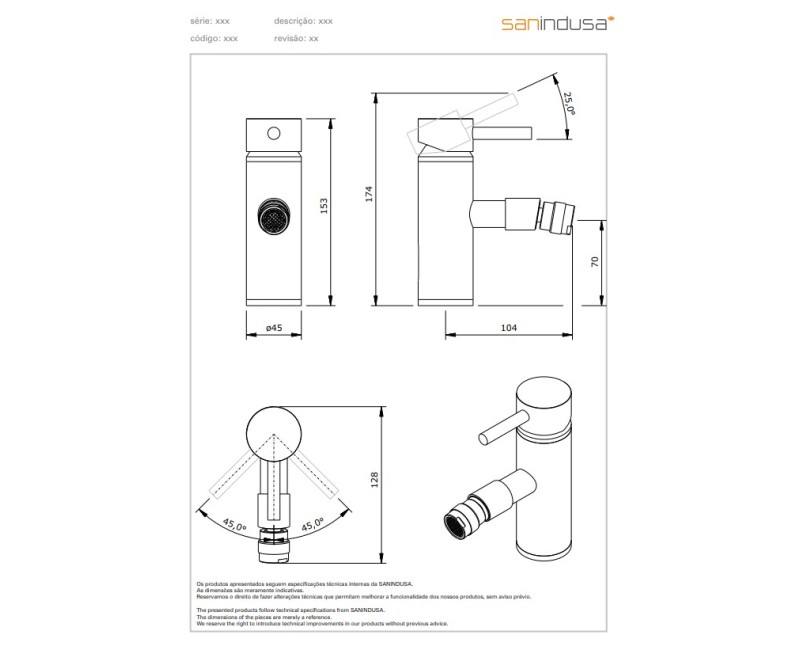 Bide maisītājs Sanindusa Tube ECO, Hromēts 551040111