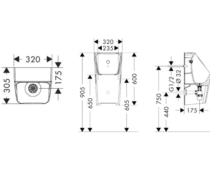 Pisuārs Hansgrohe EluPura Q Original ūdens ieplūde no aizmugures, SmartClean, balts 61183450