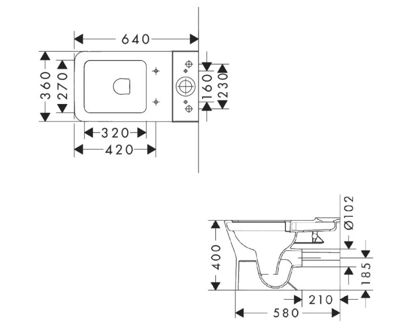 Унитаз Hansgrohe EluPura Q Original (без бачка и крышки) Rimless, белый 60137450
