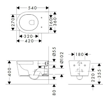 Piekaramais pods Hansgrohe EluPura S, AquaFall, bez vāka, balts 60193450
