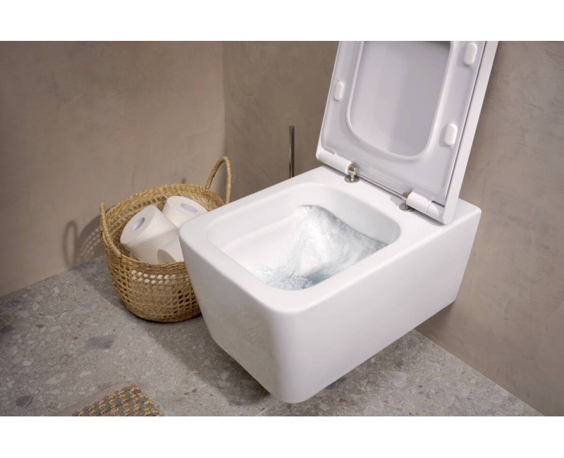 Piekaramais pods Hansgrohe EluPura Q, Rimfree AquaFall Flush, bez vāka, balts 60194450