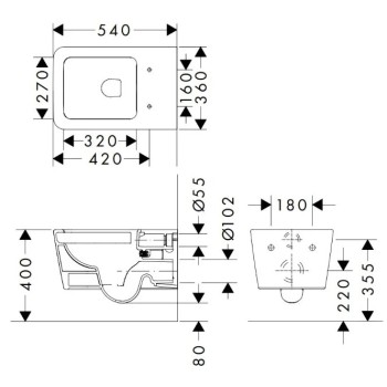 Piekaramais pods Hansgrohe EluPura Q, Rimfree AquaFall Flush, bez vāka, balts 60194450
