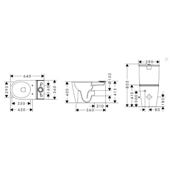Tualetes pods Hansgrohe EluPura Q (bez tvertnes un vāka) AquaFall Flush, Rimless, EcoSmart, balts 60263450
