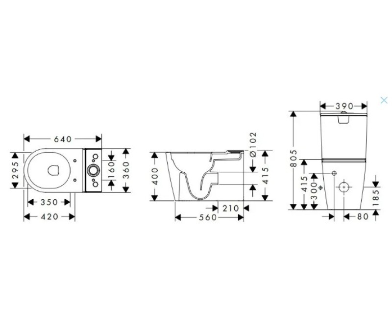 Tualetes pods Hansgrohe EluPura Q (bez tvertnes un vāka) AquaFall Flush, Rimless, EcoSmart, balts 60263450