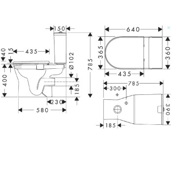 Tualetes pods Hansgrohe EluPura Original S, AquaChannel Flush, Rimless, EcoSmart, ar vāku, balts 60267450