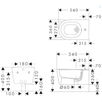 Настенное биде Hansgrohe EluPura S, SmartClean, белое 61169450