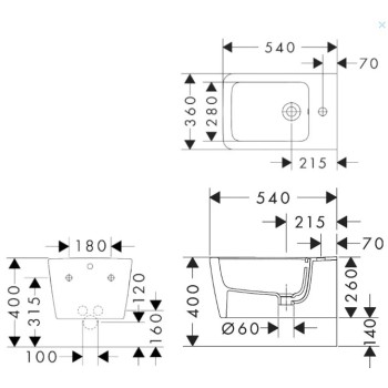 Биде подвесное Hansgrohe EluPura Q, белый 60280450
