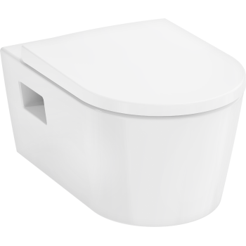 Piekaramais pods Hansgrohe EluPura Original S ar SoftClose QuickRelease vāku, Rimless, AquaChannel Flush, balts 60288450