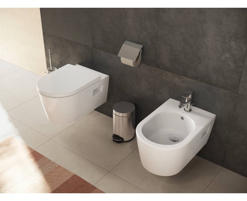 Piekaramais pods Hansgrohe EluPura Original S ar SoftClose QuickRelease vāku, Rimless, AquaChannel Flush, balts 60288450