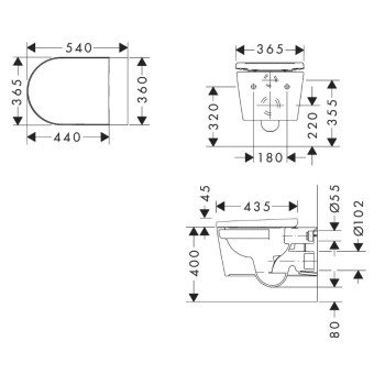 Piekaramais pods Hansgrohe EluPura Original S ar SoftClose QuickRelease vāku, Rimless, AquaChannel Flush, balts 60288450