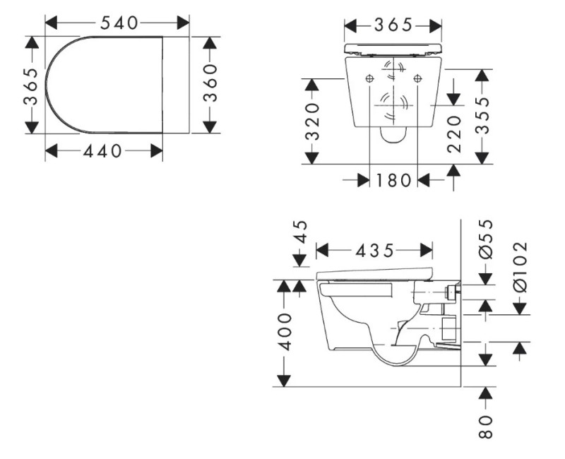Piekaramais pods Hansgrohe EluPura Original S ar SoftClose QuickRelease vāku, Rimless, AquaChannel Flush, balts 60288450
