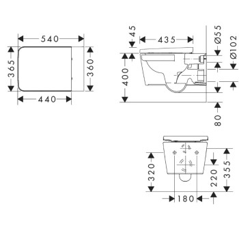 Piekaramais pods Hansgrohe EluPura Original Q ar SoftClose QuickRelease vāku, Rimless, AquaChannel Flush, balts 60289450
