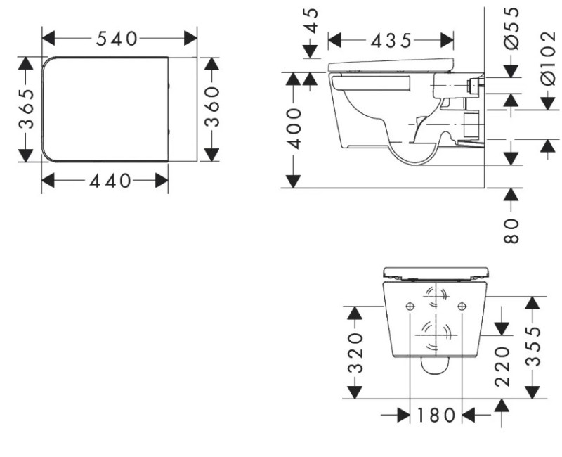 Подвесной унитаз Hansgrohe EluPura Original Q с крышкой SoftClose QuickRelease, Rimfree AquaChannel, SmartClean, белый 61182450