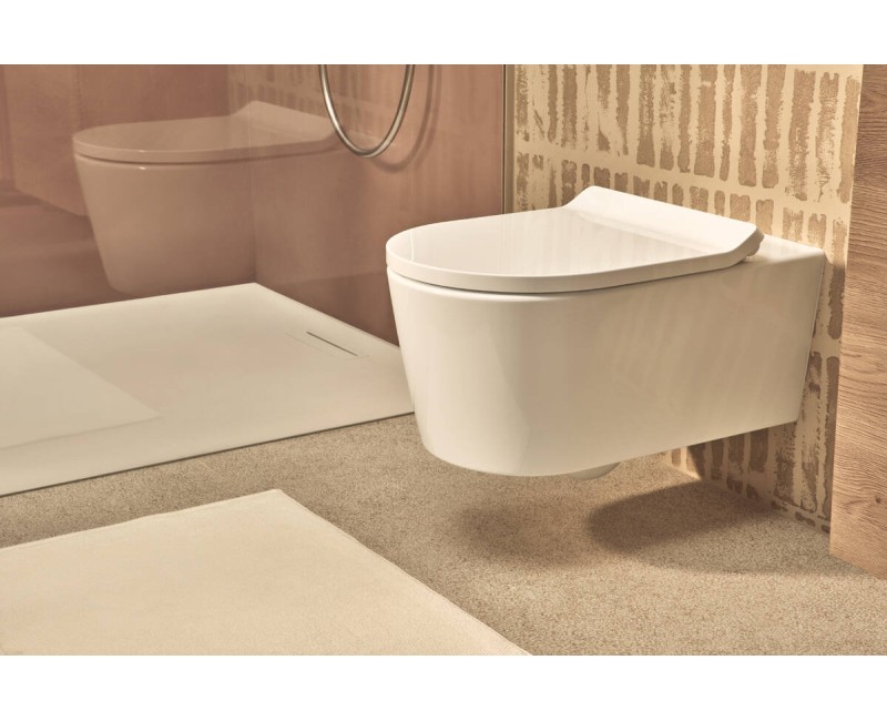 Piekaramais pods Hansgrohe EluPura S, AquaHelix Flush, Rimfree, EcoSmart, bez vāka, balts 60343450