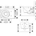 Piekaramais pods Hansgrohe EluPura S, AquaHelix Flush, Rimfree, EcoSmart, bez vāka, balts 60343450