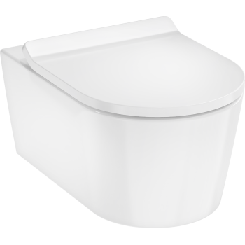 Piekaramais pods Hansgrohe EluPura S ar SoftClose QuickRelease vāku, Rimless, AquaHelix Flush, EcoSmart, balts 60344450