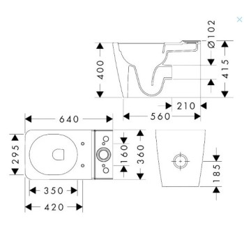 Tualetes pods Hansgrohe EluPura Q (bez tvertnes un vāka) Rimless, AquaFall Flush, SmartClean, EcoSmart, balts 61164450