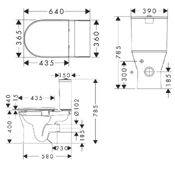 Tualetes pods Hansgrohe EluPura Original S ar SoftClose QuickRelease vāku,  Rimfree AquaChannel Flush, SmartClean, EcoSmart, balts 61166450