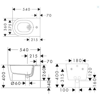 Настенное биде Hansgrohe EluPura S, SmartClean, белое 61169450