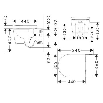 Piekaramais pods Hansgrohe EluPura S ar SoftClose QuickRelease vāku, Rimless, AquaChannel Flush, SmartClean, EcoSmart, balts 61186450