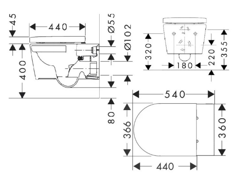 Piekaramais pods Hansgrohe EluPura S ar SoftClose QuickRelease vāku, Rimless, AquaChannel Flush, SmartClean, EcoSmart, balts 61186450